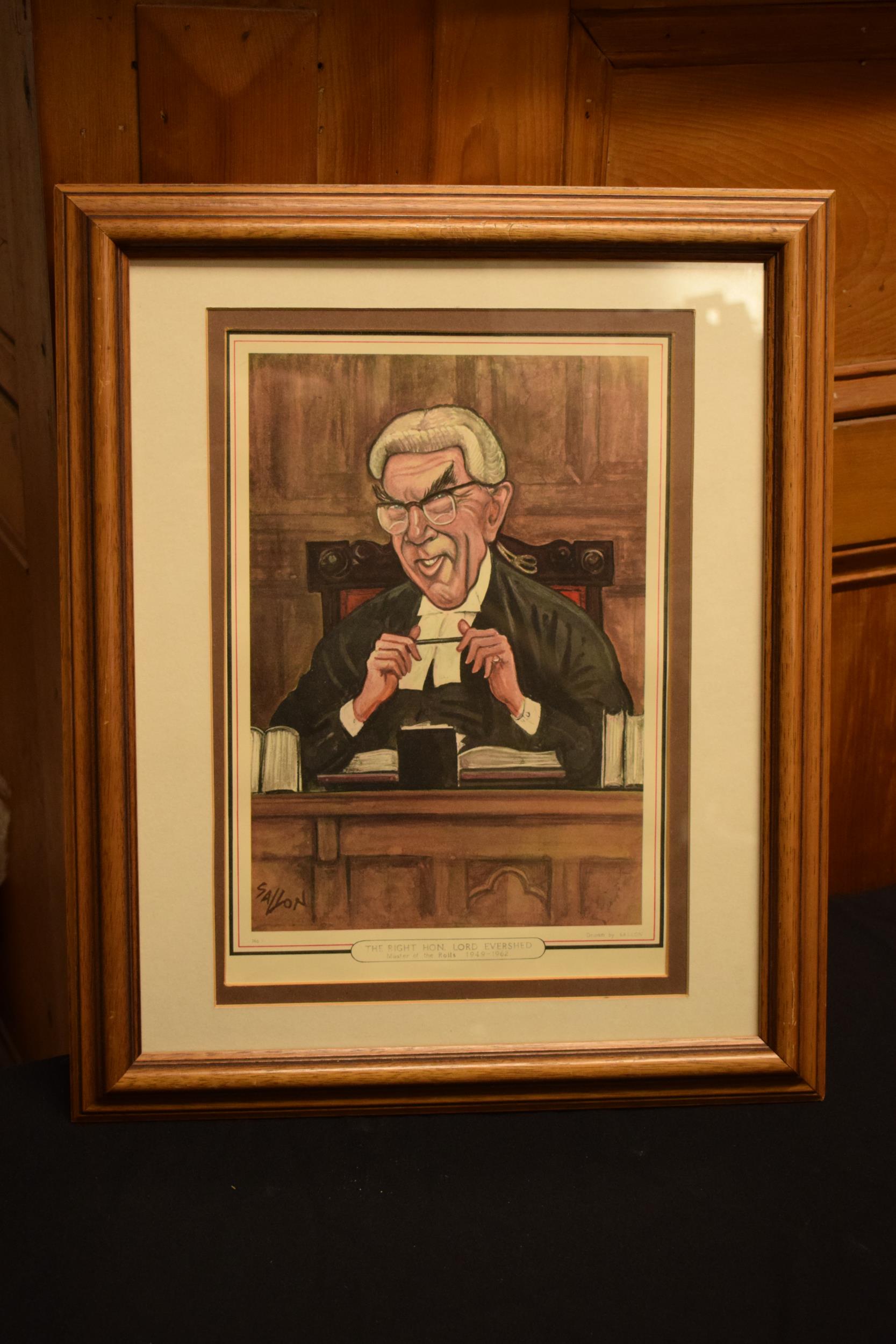 Ralph Sallon caricature prints of Judges to include Lord Denning, Lord Parker of Waddington, Sir - Image 4 of 15