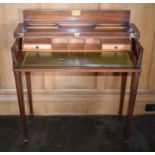 Jaycee reproduction mahogany escritoire with green leather inset and carving to front, 86 x 46 x