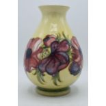 Large Moorcroft Hibiscus on Yellow low shouldered bulbous vase, 24cm tall (professionally restored