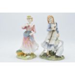 Royal Doulton figures to include Country Love HN2418 and The Goose Girl HN2419 (2). In good