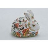 Royal Crown Derby paperweight Meadow Rabbit, first quality with gold stopper. In good condition with