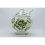 Large Portmeirion 'Summer Strawberries' soup tureen and ladle, 31cm tall. In good condition with