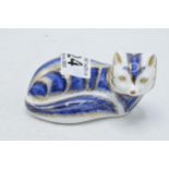 Royal Crown Derby paperweight Platinum Arctic Fox, first quality with stopper. In good condition