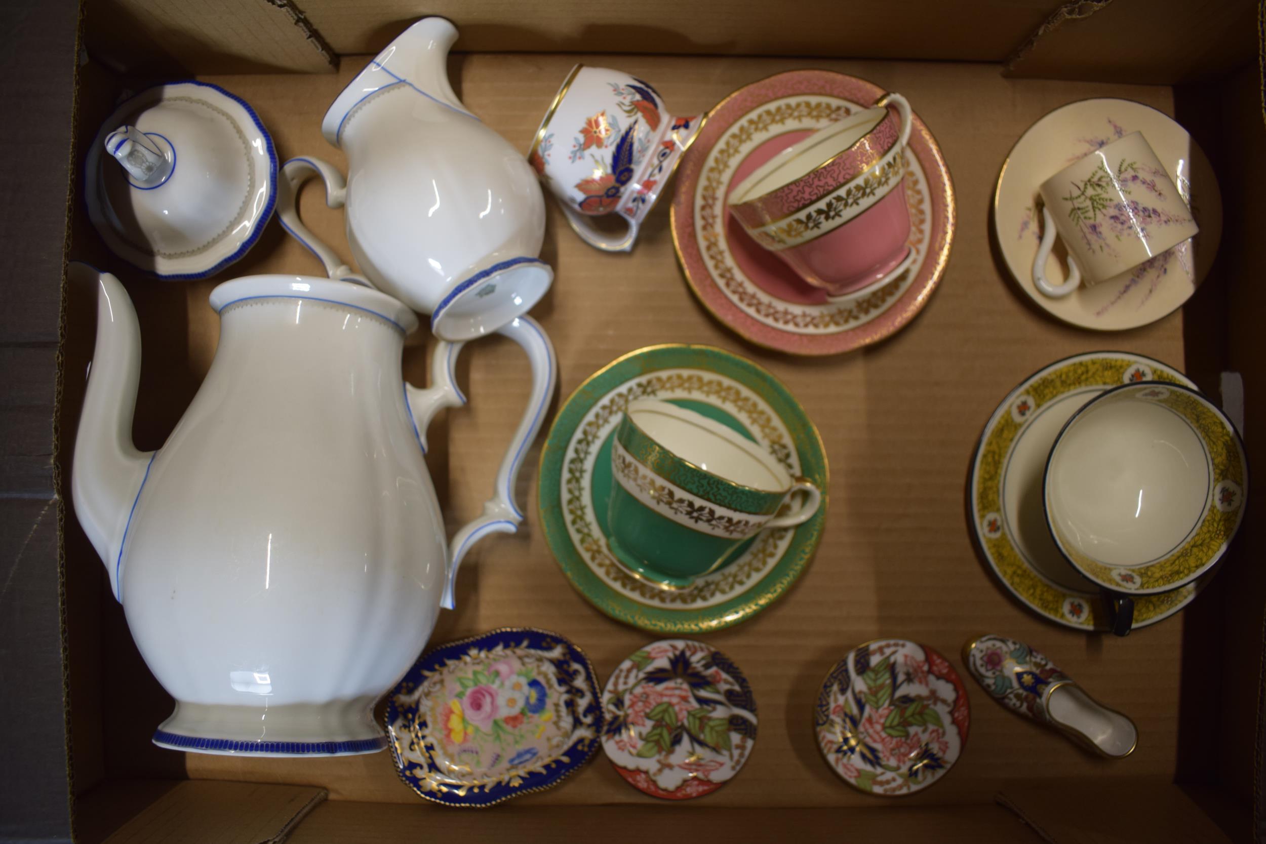 A collection of pottery to include Aynsley cups and saucers x 2, Spode items, Rosenthal