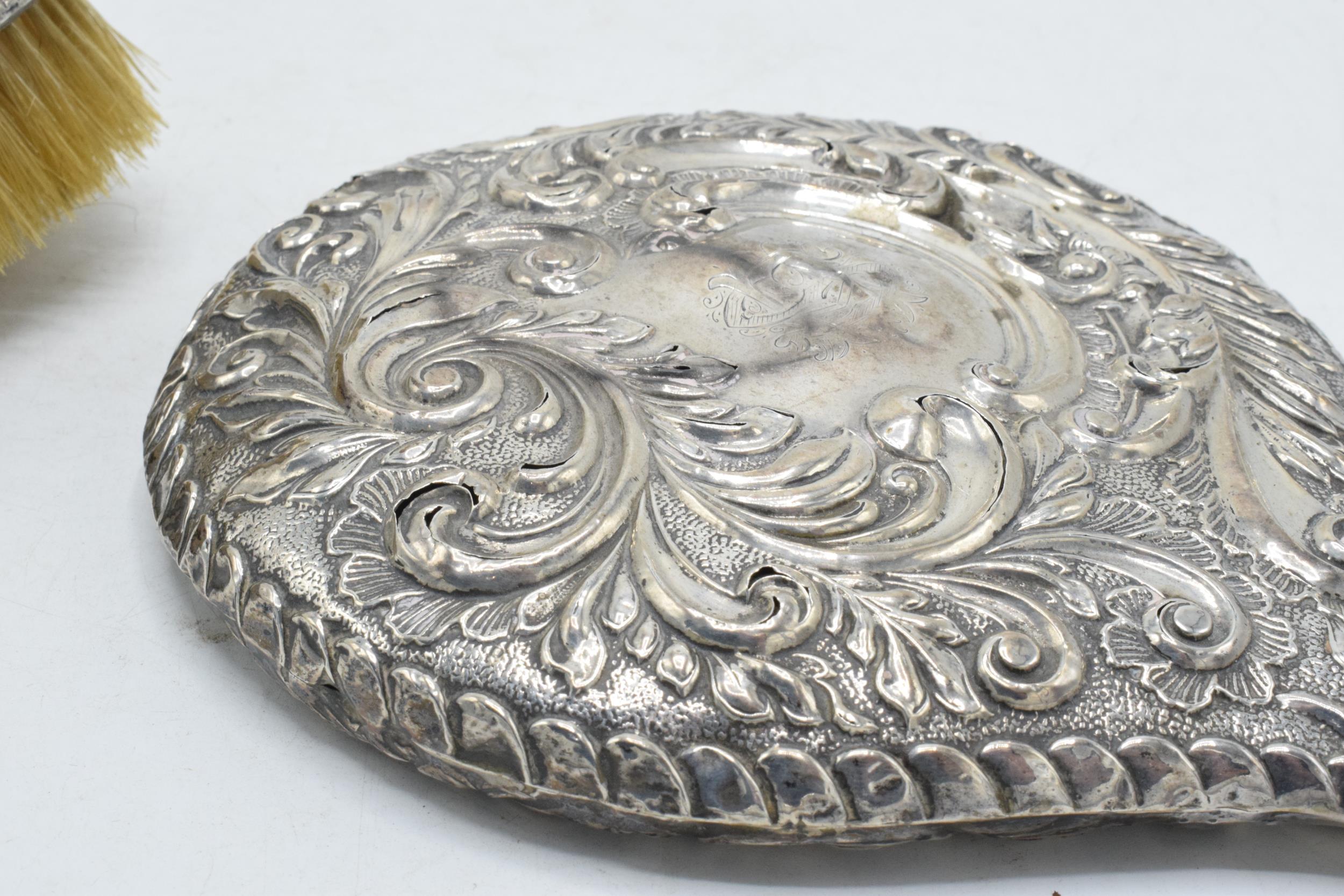 A hallmarked silver hand mirror, together with silver handled brush and other items to include - Image 4 of 7