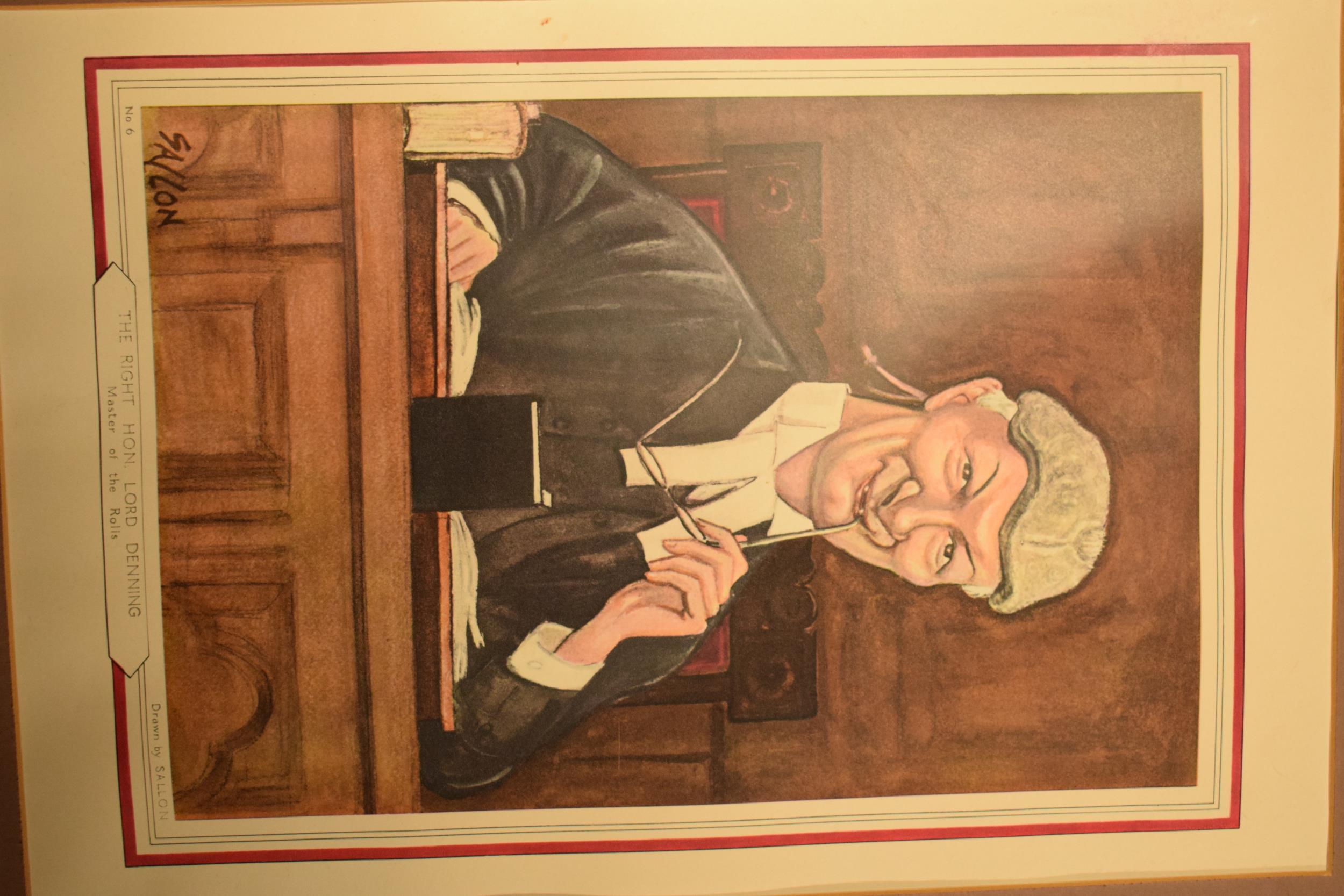 Ralph Sallon caricature prints of Judges to include Lord Denning, Lord Parker of Waddington, Sir - Image 3 of 15
