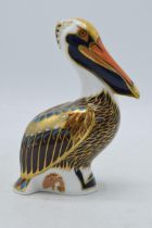 Royal Crown Derby paperweight Brown Pelican, second quality with stopper. In good condition with