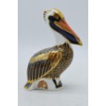 Royal Crown Derby paperweight Brown Pelican, second quality with stopper. In good condition with