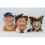 Large Royal Doulton character jugs to include Sir Francis Drake D6805, Golfer D6623 and Dick