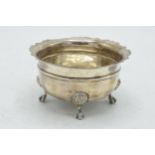 Hallmarked silver bowl raised on 4 ornate feet, 85.5 grams, Birmingham 1906, 10cm diameter.