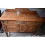 1930s oak sideboard with carved decoration with drawers and cupboards, 122x51x107cm tall. In good