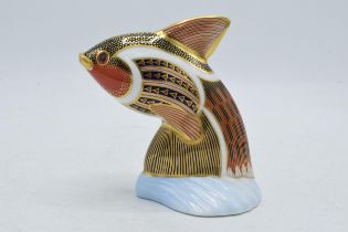 Royal Crown Derby paperweight Tropical Fish Guppy, first quality with gold stopper. In good