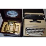 Cased Olivetti Lettera 35 vintage typewriter and a modern decorative music box (2). Both untested.