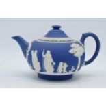 Wedgwood dark blue teapot. In good condition with no obvious damage, handle professionally restored,