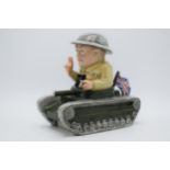 Bairstow Manor Collectables comical model of Winston Churchill in a tank, 20cm tall. In good