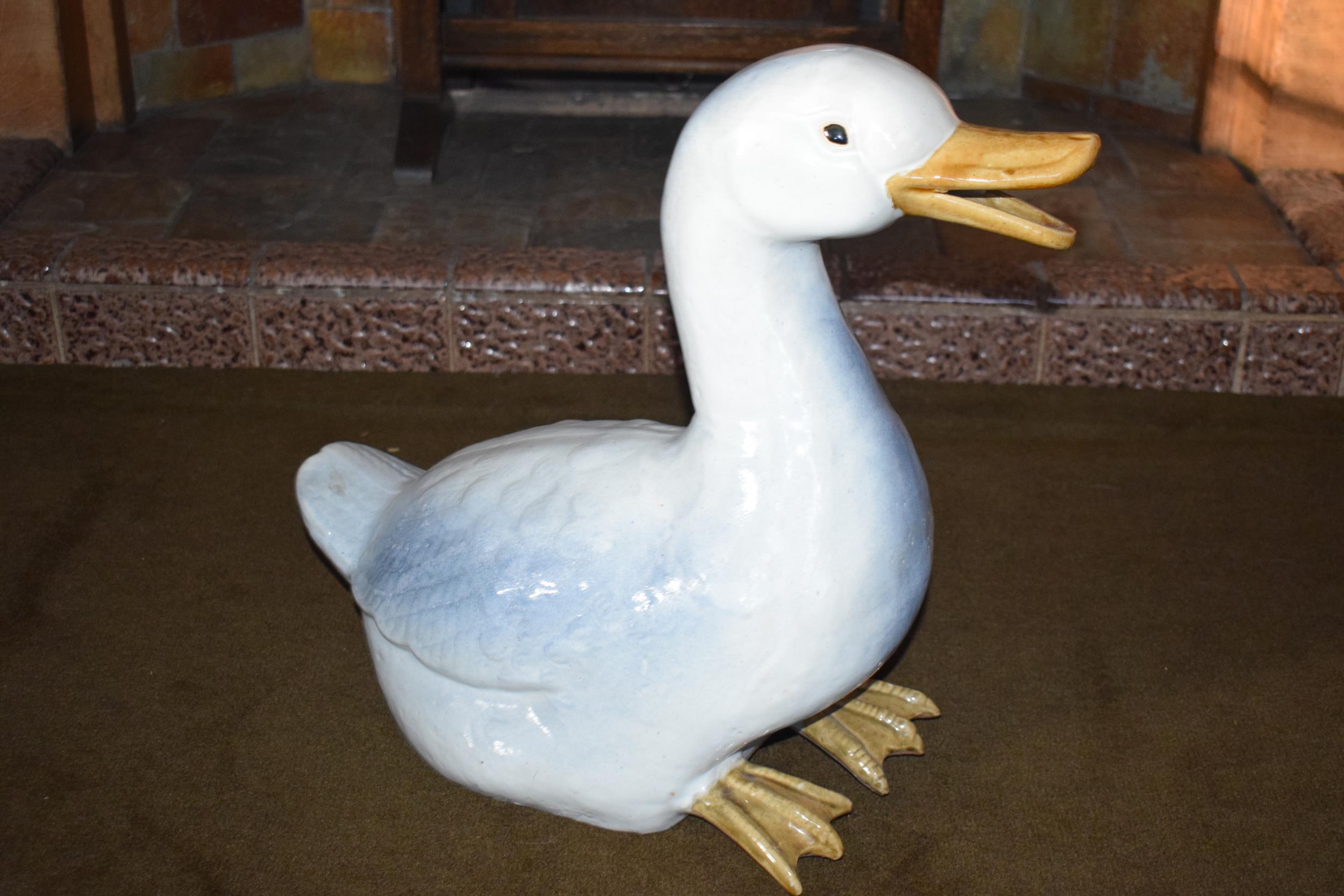 Early to mid 20th century large majolica figure of a goose, 43cm tall. In good condition, collection - Image 6 of 7