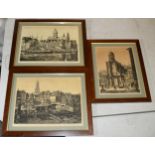 A trio of James P Power drypoint etchings, 2 of Amsterdam and the other believed of France, 20th