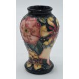 Moorcroft miniature vase in the Oberon pattern, 10cm tall. In good condition.