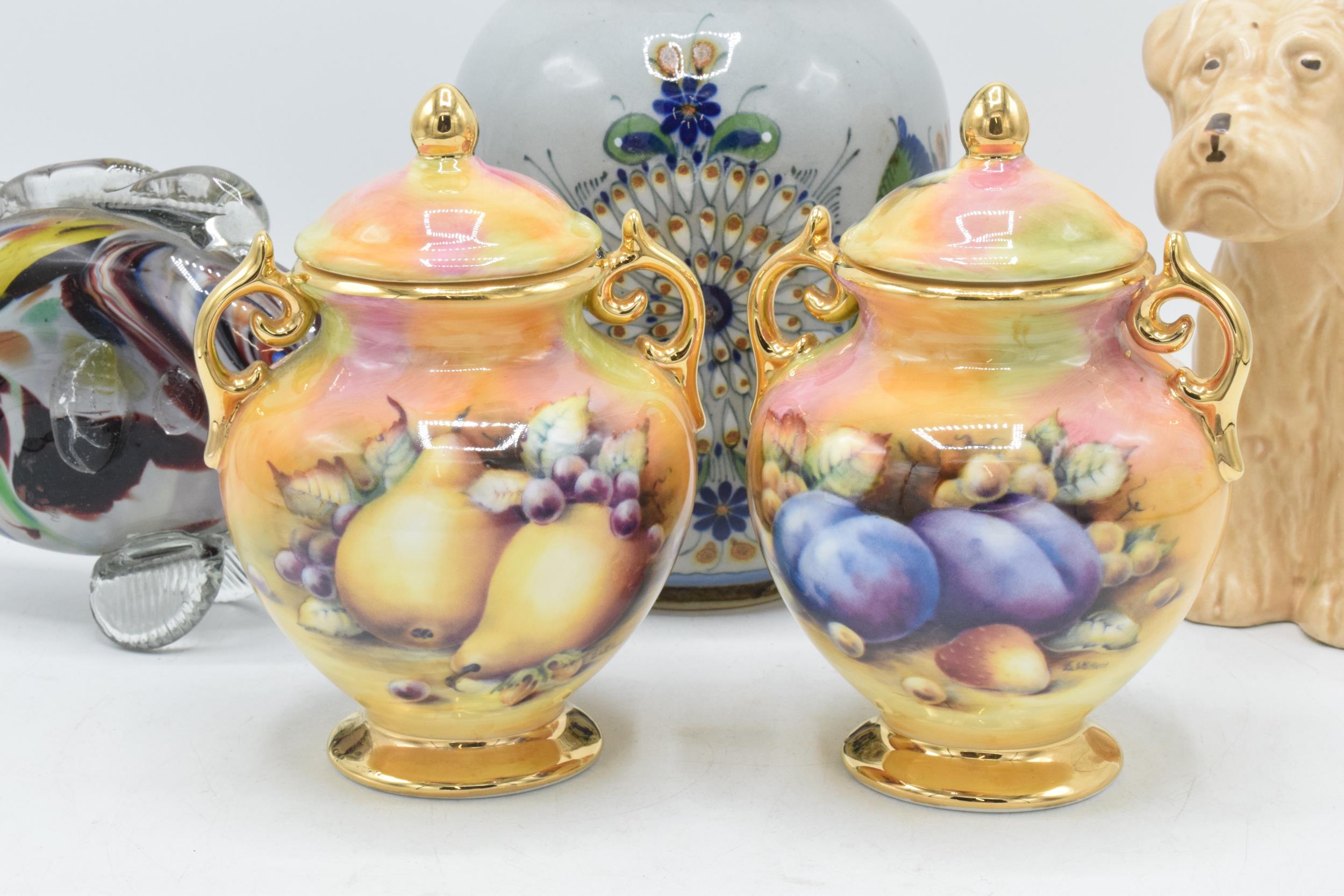 A collection of items to include a pair of Claytondale two-handled fruit scene vases, a Sylvac - Image 2 of 5