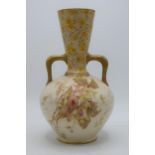 Doulton Burlsem two-handled low shouldered vase with floral decoration, impressed 'Doulton's' mark