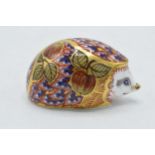 Royal Crown Derby paperweight Orchard Hedgehog, first quality with gold stopper. In good condition