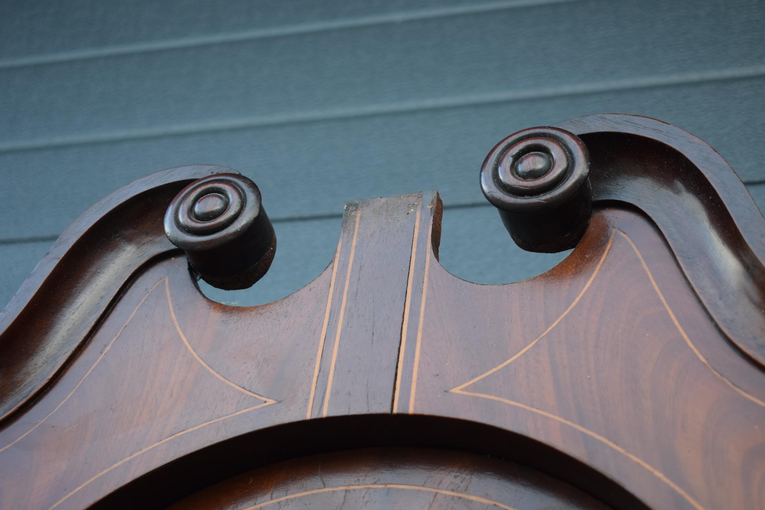 19th century mahogany longcase clock with arched rolling moon dial, with pendulum and weights, 222cm - Image 10 of 18