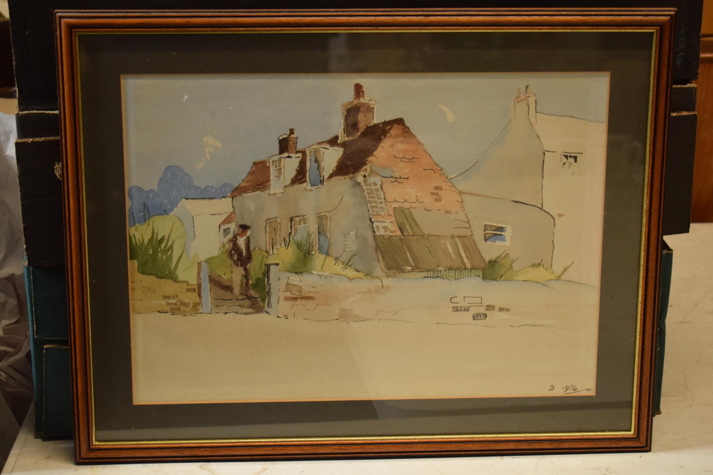 Original watercolour of an 'Old Derbyshire Cottage', signed and dated 'D 1976', framed and glazed, - Image 2 of 5
