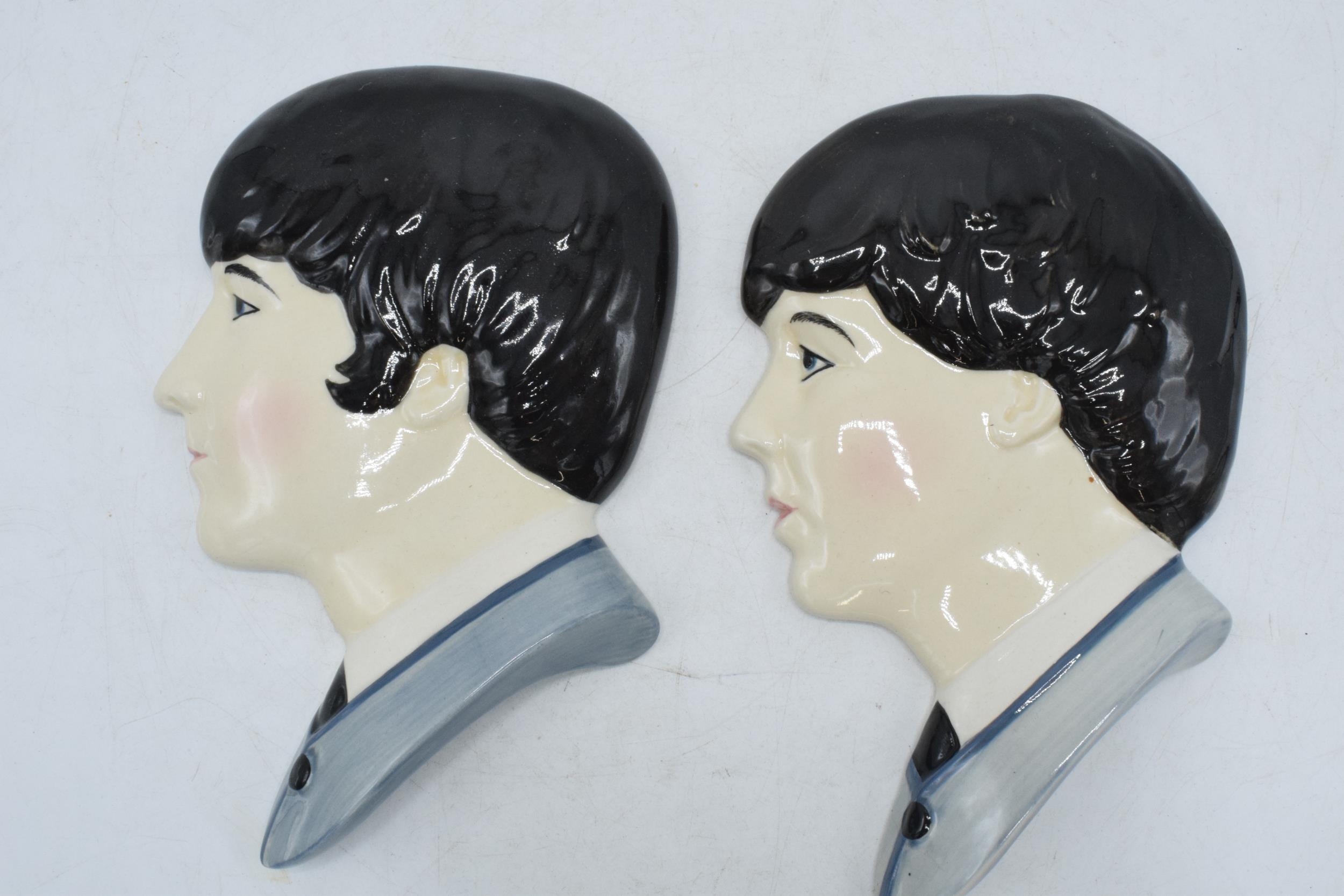 Moorland Pottery Beatles face wall plaques: Lennon and McCartney (2). 15cm tall. In good condition