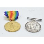 A pair of World War One (WW1) RAF medals to include silver 1914-1918 medal and Great War For