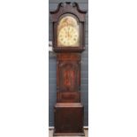 19th century mahogany longcase clock, Griffin of Dudley, with rolling moon arched dial, with weights