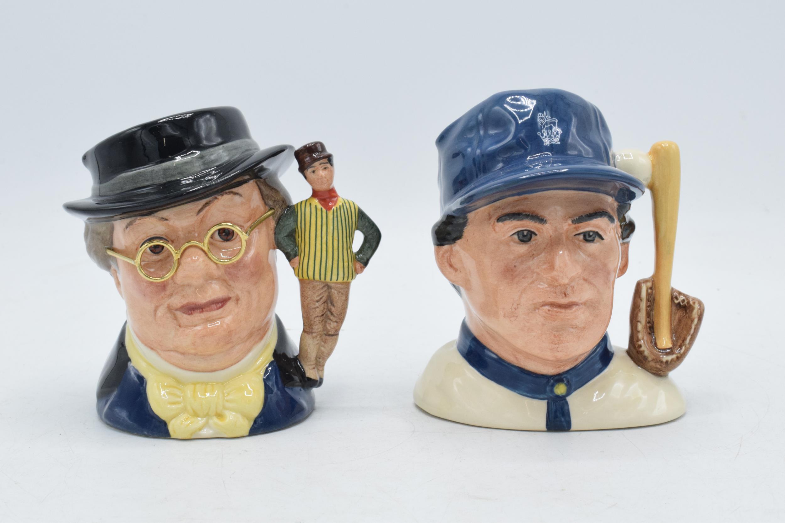 Small Royal Doulton character jugs to include Pickwick D7025 and Baseball Player D6878 (2). In - Image 2 of 4