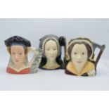 Large Royal Doulton character jugs to include Anne of Cleeves D6653, Anne Boleyn D6644 and Catherine