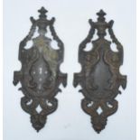 19th century bronze figural wall sconces (2), 28cm long, with a regal design. Sconces removed and