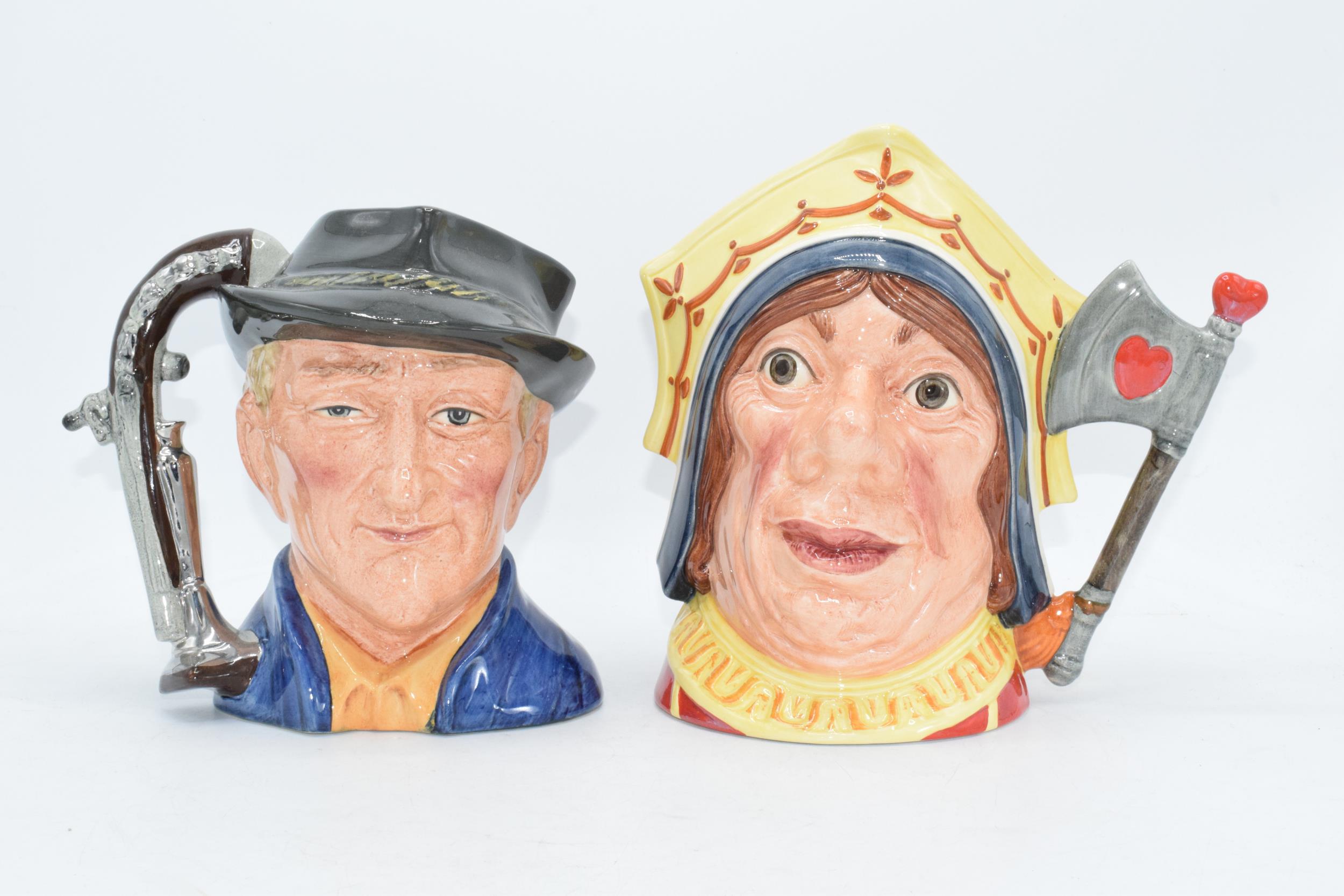 Large Royal Doulton character jugs to include The Antique Dealer D6807 and The Red Queen D6777 (