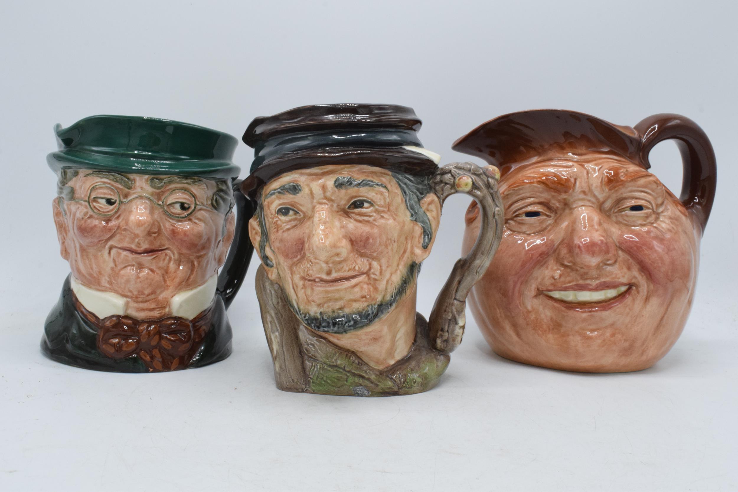 Large Royal Doulton character jugs to include John Barleycorn, Johnny Appleseed and Mr Pickwick (3).