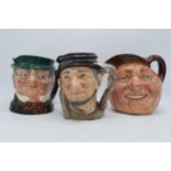 Large Royal Doulton character jugs to include John Barleycorn, Johnny Appleseed and Mr Pickwick (3).