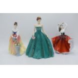 Royal Worcester figure Forever CW823 together with Royal Doulton seconds figures Alexandra and Karen