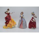 A trio of Royal Doulton lady figures to include Belle HN3703, Deirdre HN2020 and Christmas Morn