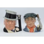 Large Royal Doulton character jugs to include Little Mester D6819 and W C Fields D6674 (2). In