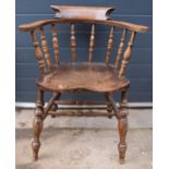 19th century elm/ash captains chair, 83cm tall. In good condition, glue has been used to