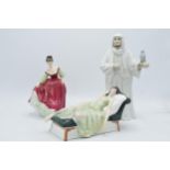 Royal Doulton figures to include Sleeping Beauty HN3079, Fair Lady HN2832 and The Sheikh HN3083 (