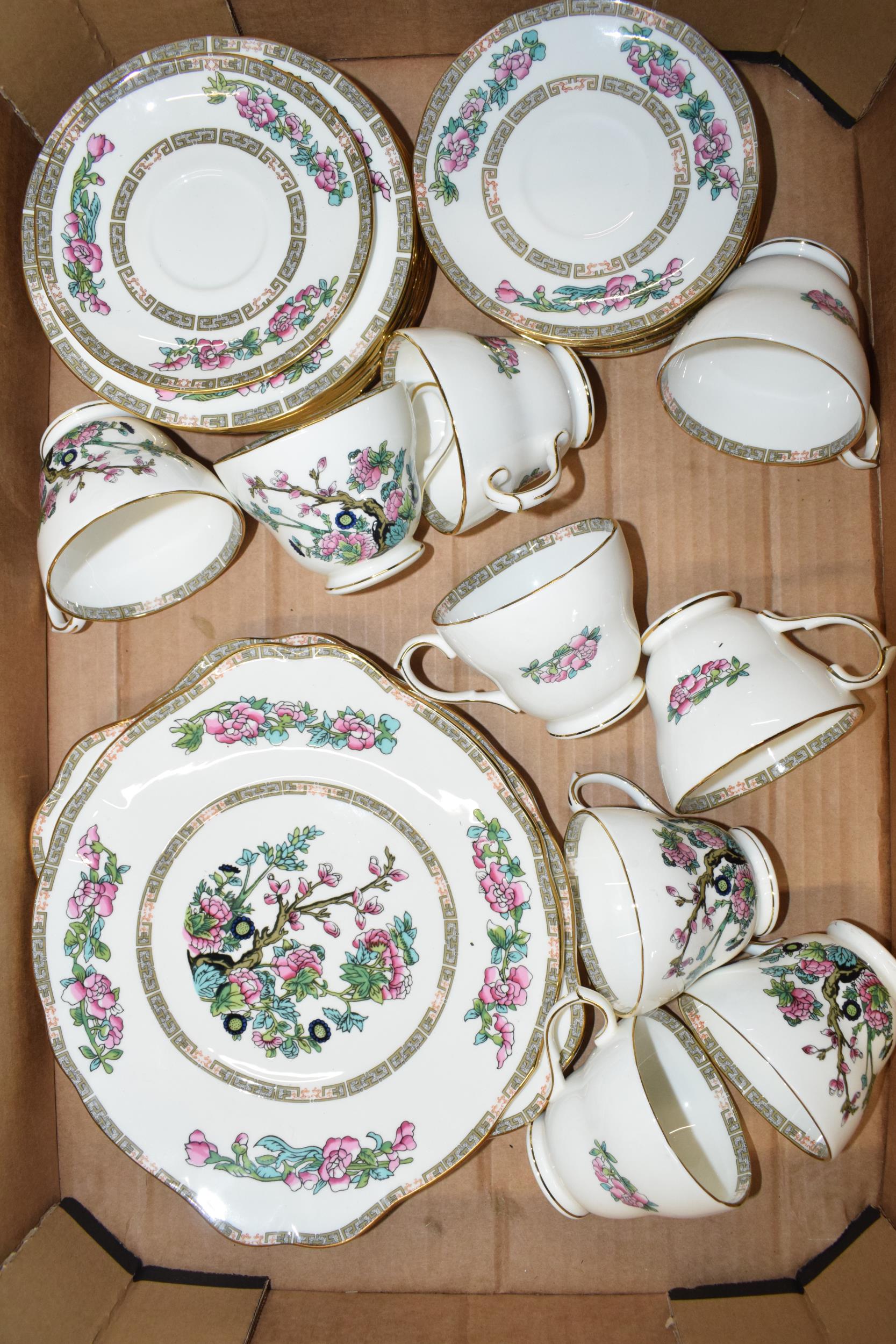 Duchess tea ware in the Old Indian Tree design to include 9 trios of 3 serving plates (approx 30).