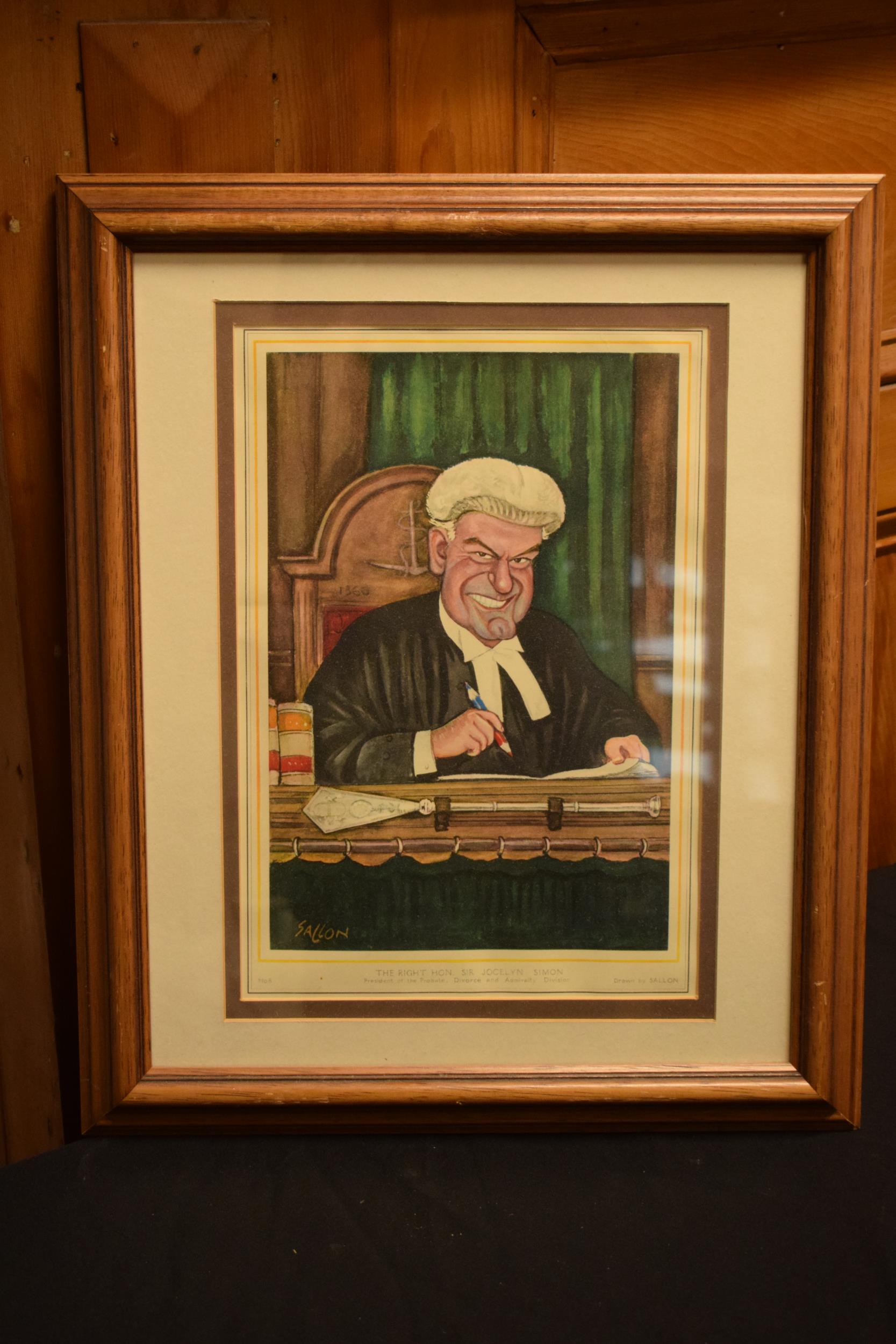 Ralph Sallon caricature prints of Judges to include Lord Denning, Lord Parker of Waddington, Sir - Image 12 of 15