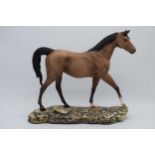 Beswick Connoisseur Moonlight 2671 on ceramic plinth, in matte brown. In good condition with no