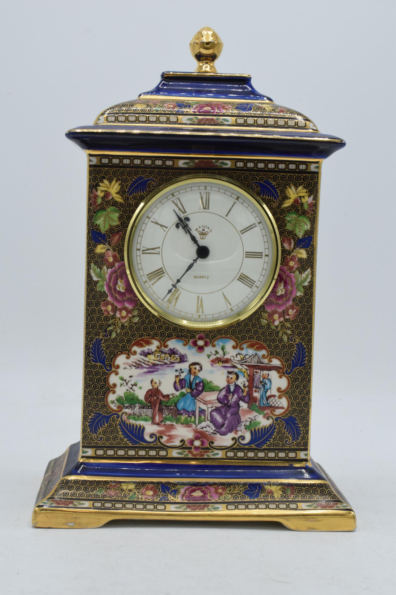 Masons ironstone Imperial Mandarin clock for Compton and Woodhouse, 24cm high. In good condition