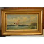 John Fraser: 19th century oil on canvas, ship on a stormy sea, sea scape, signed bottom right,