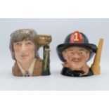 Large Royal Doulton character jugs to include Romeo D6670 and Fireman D6697 (2). In good condition