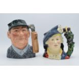 Large Royal Doulton character jugs to include Bonnie Prince Charlie and Golfer colourway D6784 (
