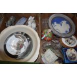 Mixed items to include a Midwinter elephant, 19th century plaster roundel, Burslem plate and others.
