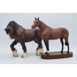 Beswick brown matte shire A2578 together with matte brown Thoroughbred on base H1772 (2). Both had